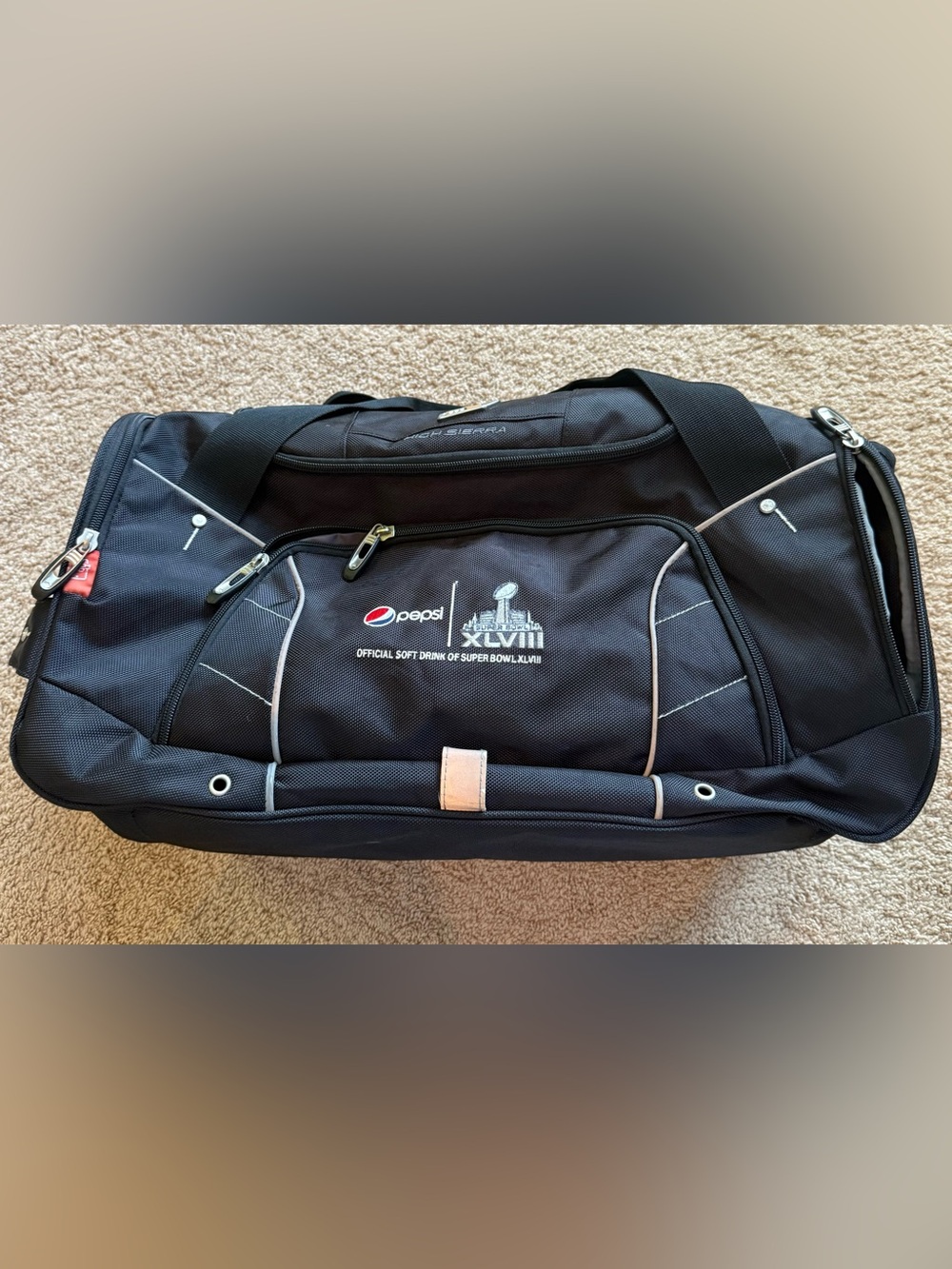 Pepsi Black Duffel Bag with Super Bowl XLVIII Logo
